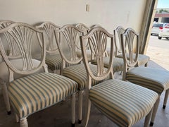 19th - 20th Century Grey Swedish Gustavian Set of Ten Pinewood Dining Chairs