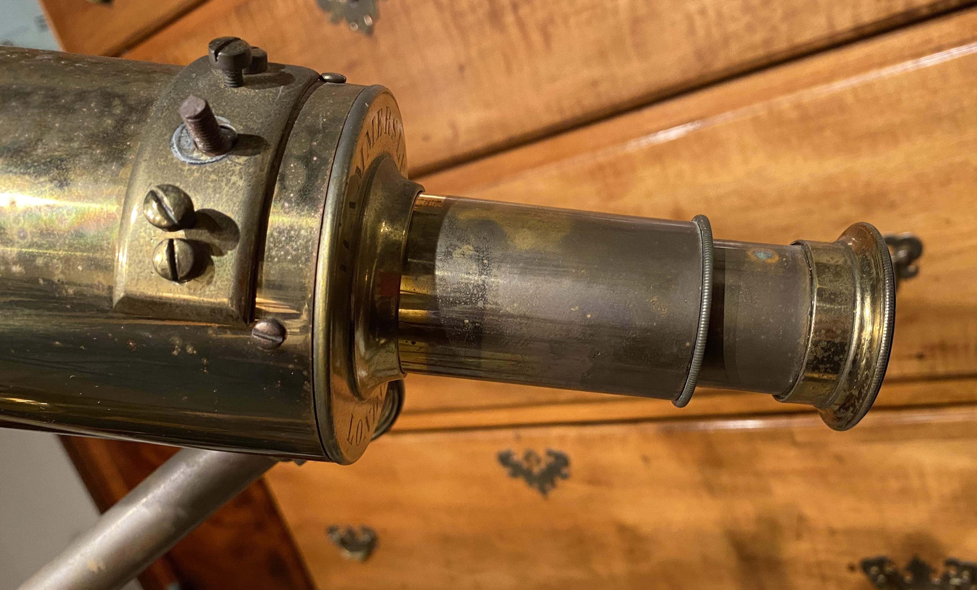 19th/20th Century Hammersley London Brass Telescope or Spyglass on Tripod 8