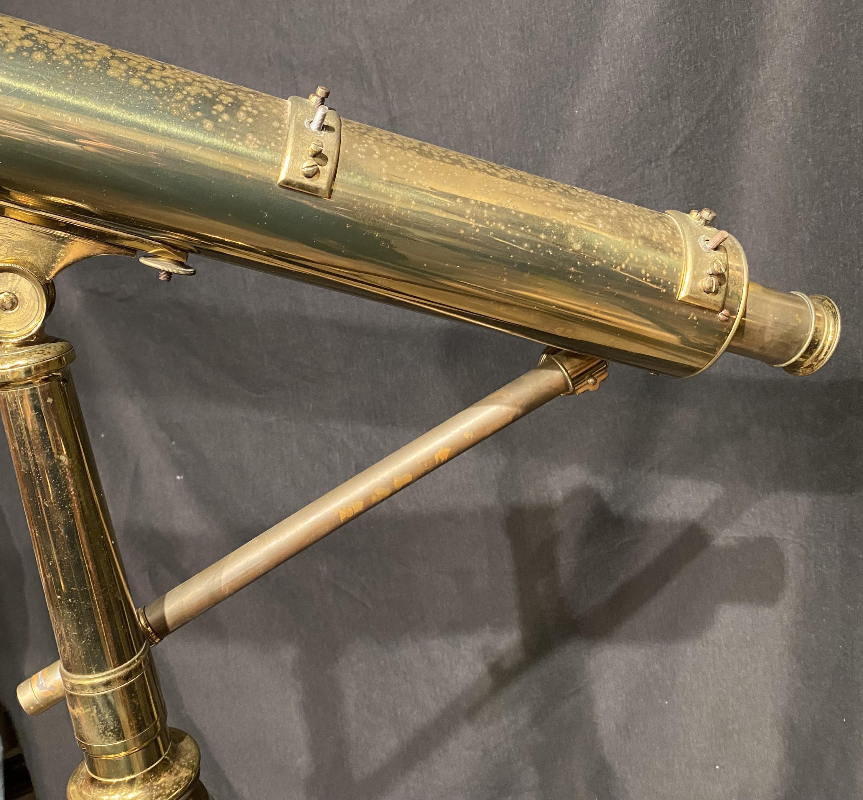 English 19th/20th Century Hammersley London Brass Telescope or Spyglass on Tripod