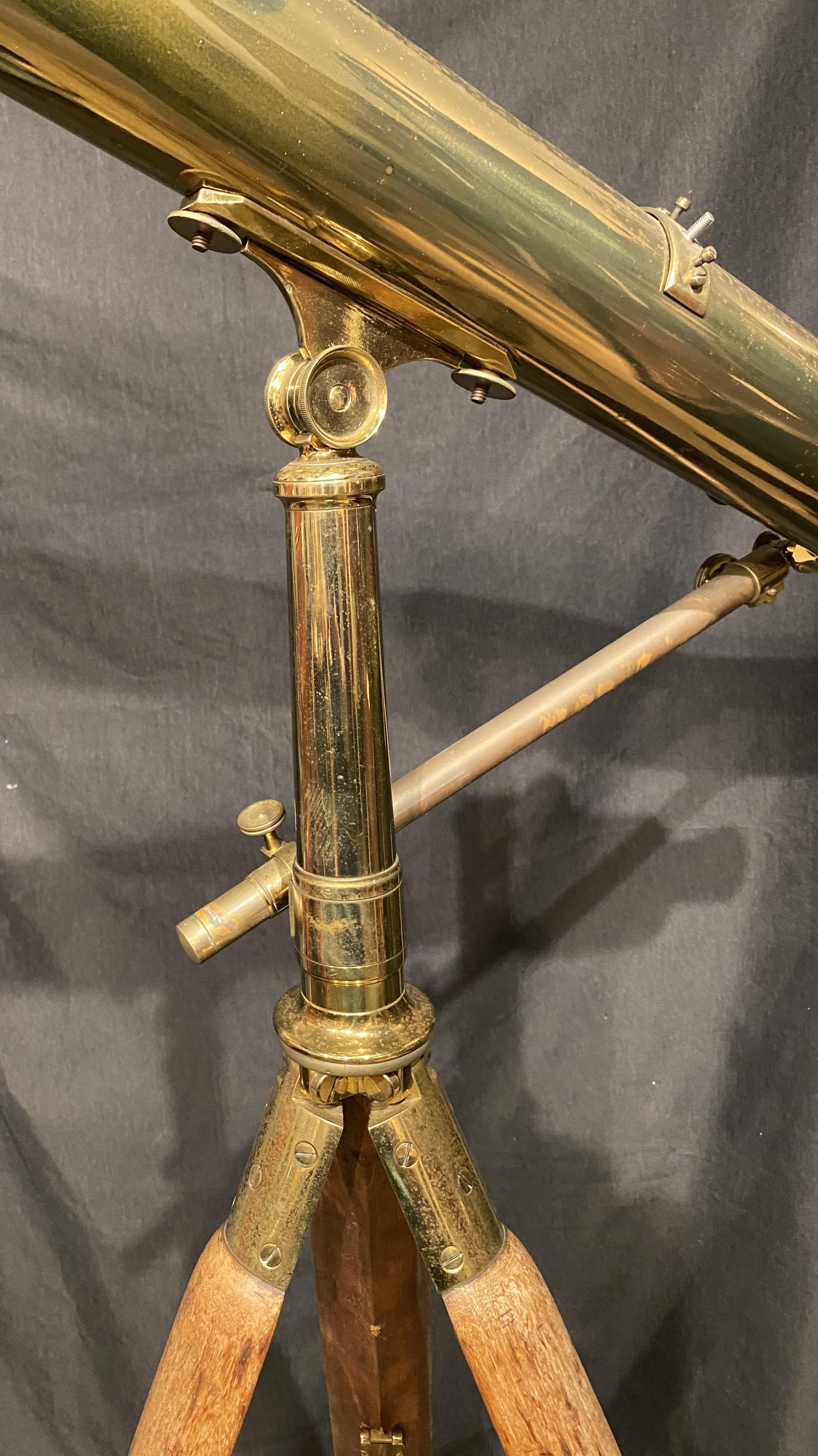 Hand-Carved 19th/20th Century Hammersley London Brass Telescope or Spyglass on Tripod