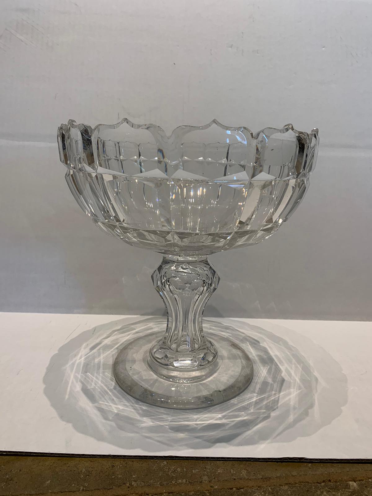 19th-20th century Irish crystal compote or pedestal bowl.
