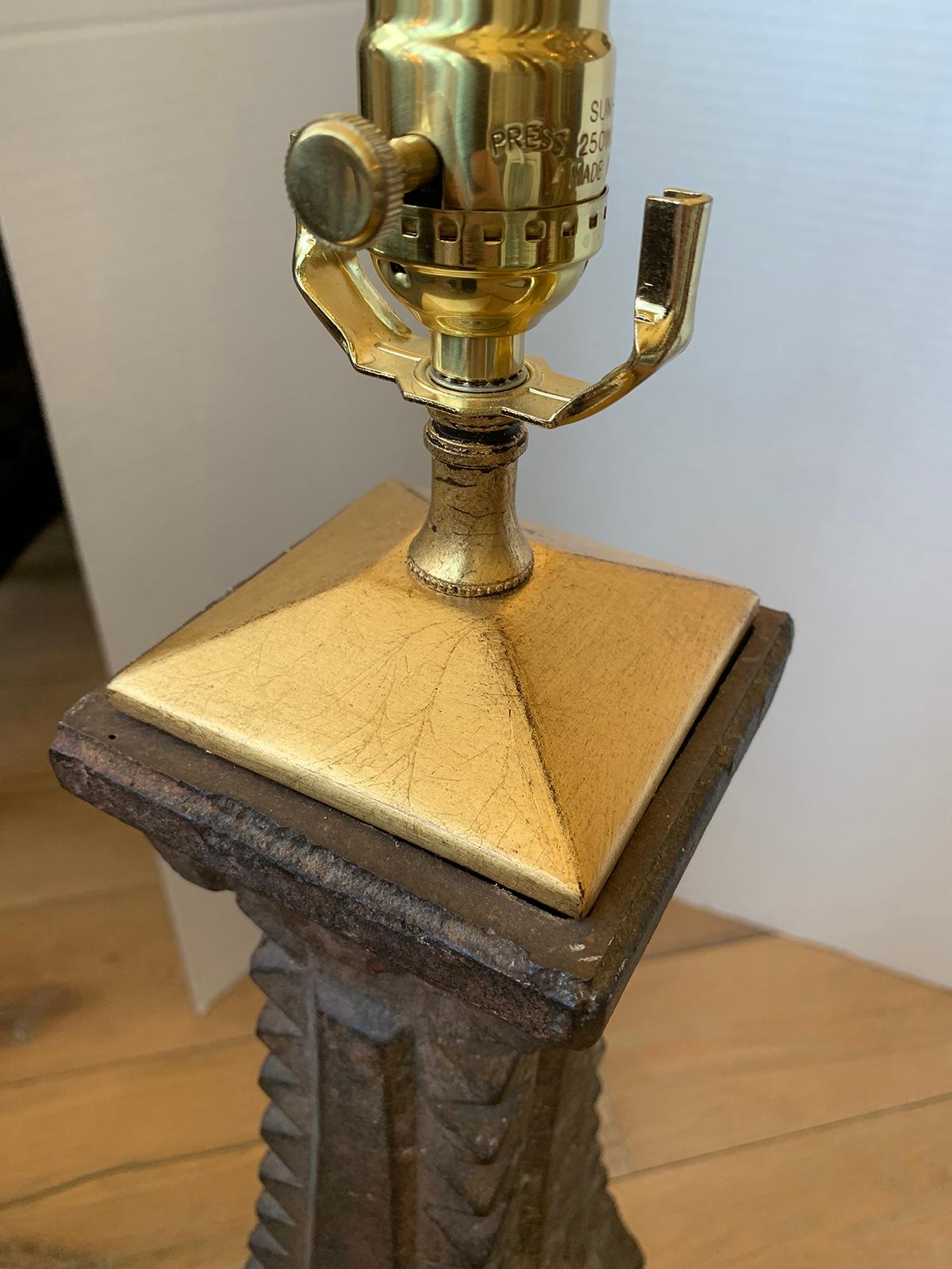 19th-20th Century Iron Balustrade as Lamp on Custom Gilt Base For Sale 8
