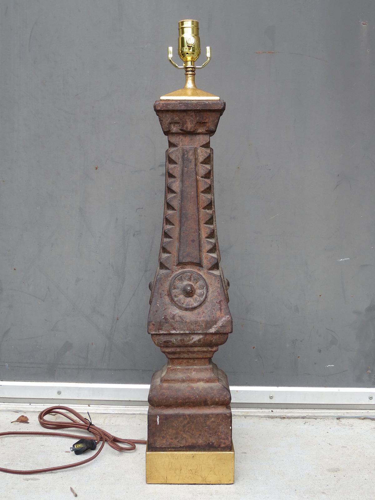 19th-20th Century Iron Balustrade as Lamp on Custom Gilt Base For Sale 10