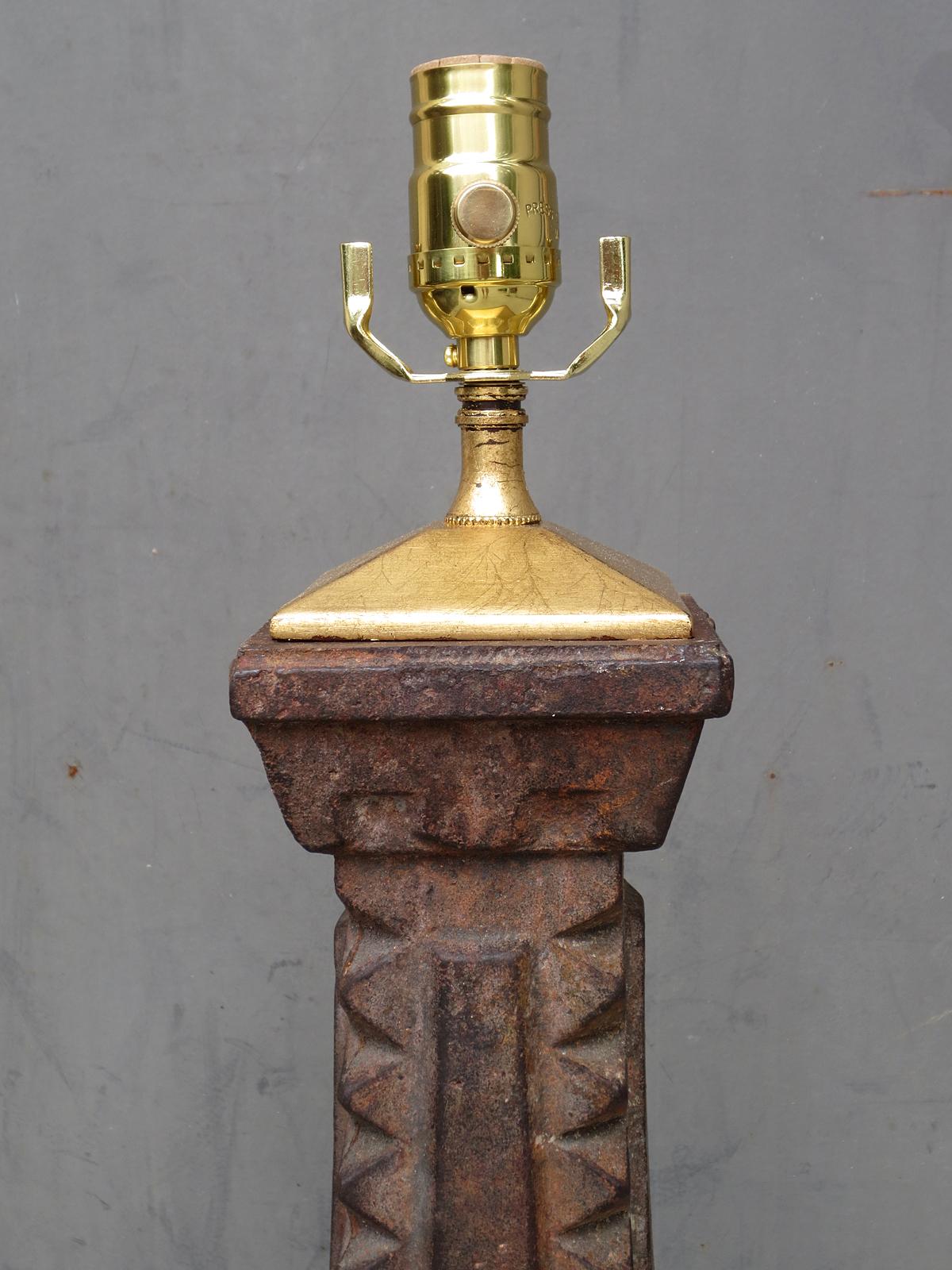 19th-20th Century Iron Balustrade as Lamp on Custom Gilt Base For Sale 11