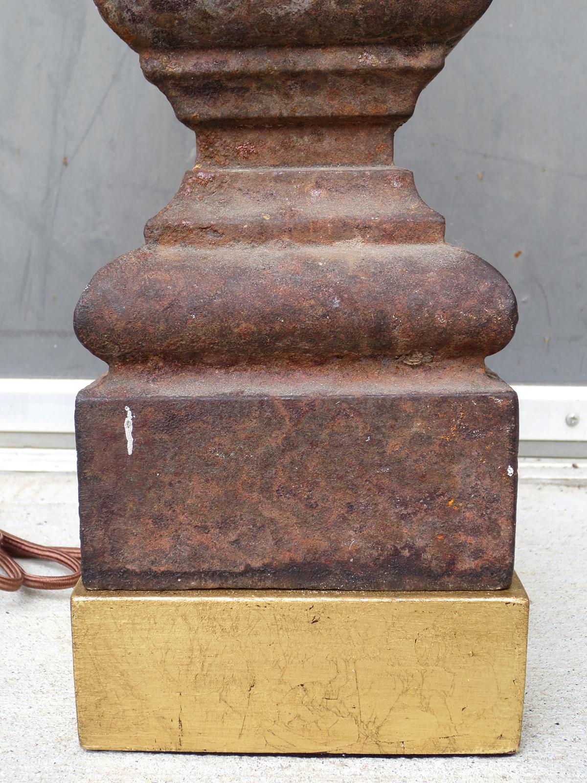 19th-20th Century Iron Balustrade as Lamp on Custom Gilt Base For Sale 13
