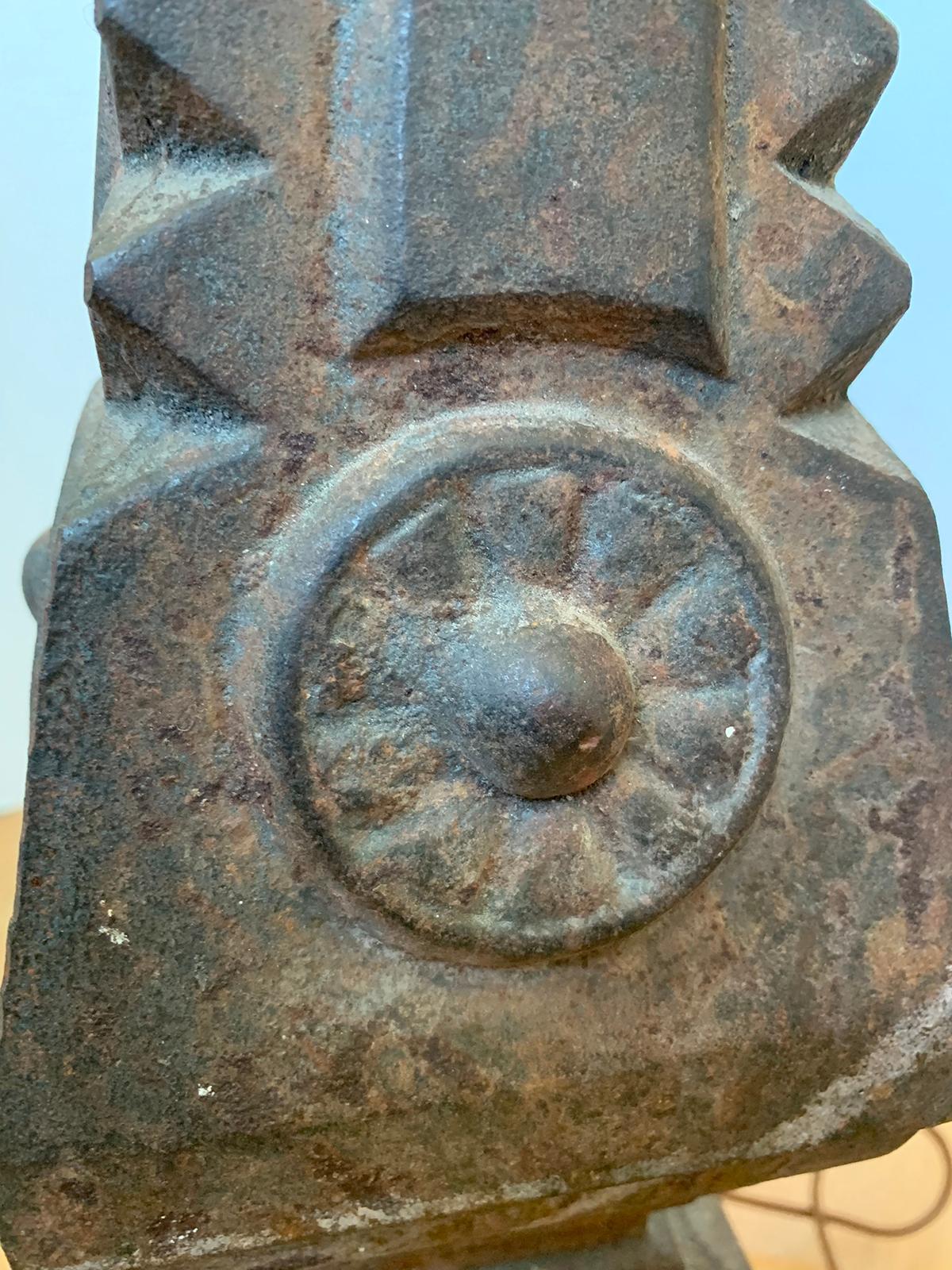 19th-20th Century Iron Balustrade as Lamp on Custom Gilt Base For Sale 5