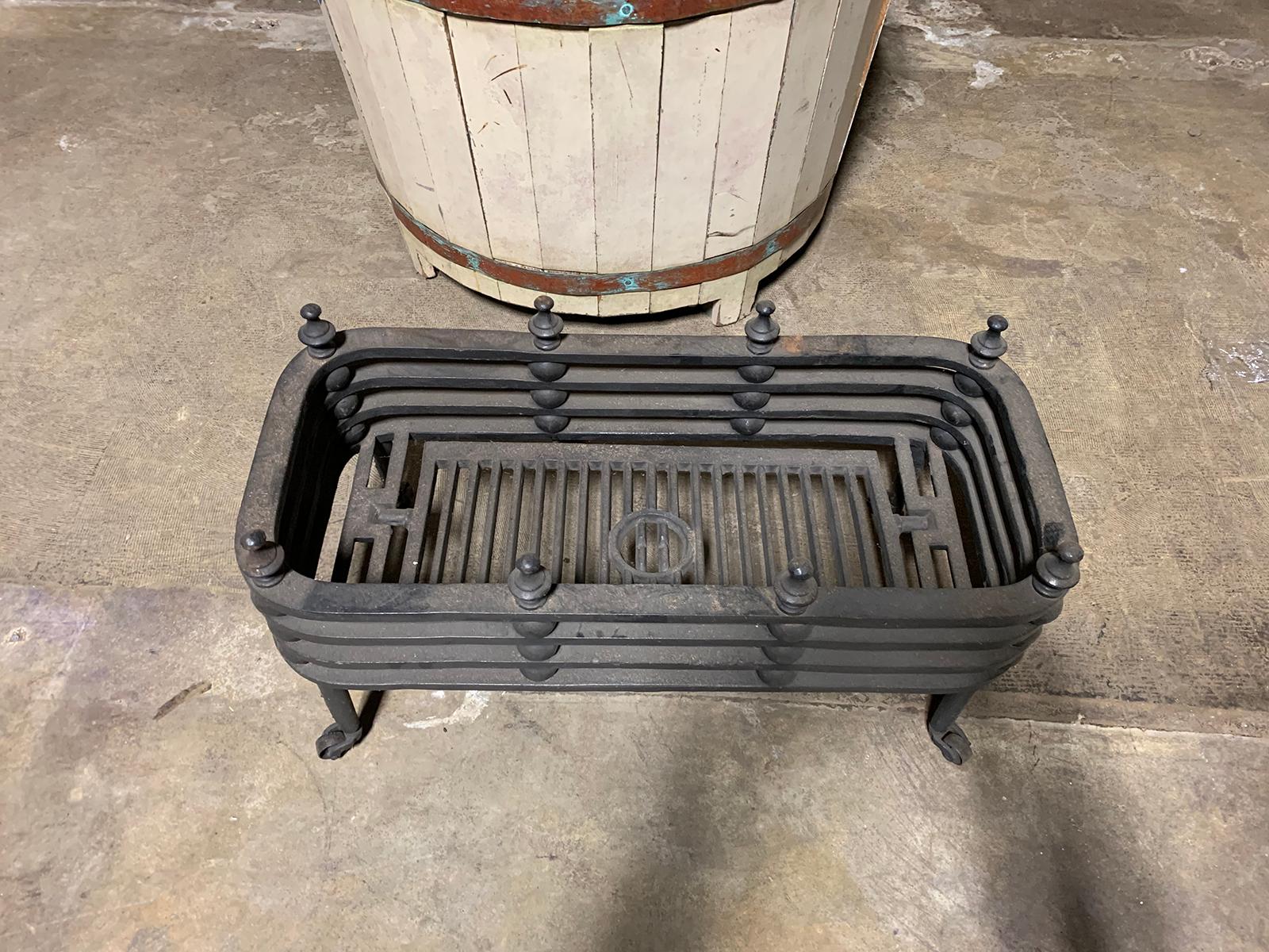 19th Century 19th-20th Century Iron Fireplace Grate For Sale