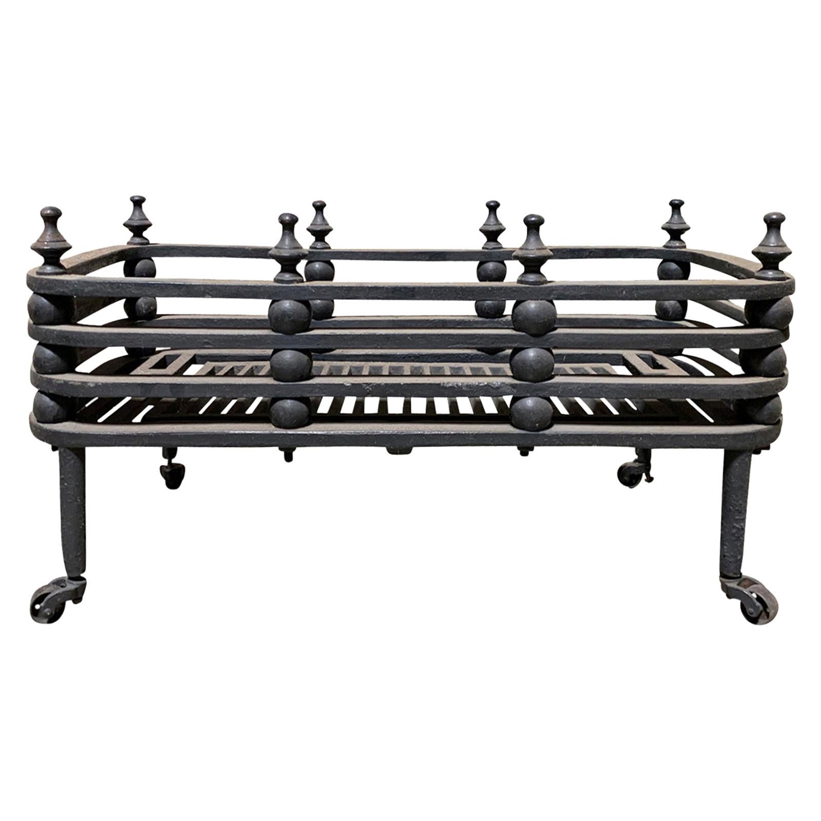 19th-20th Century Iron Fireplace Grate For Sale