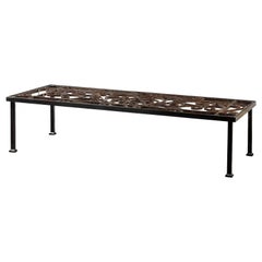 19th-20th Century Iron Gate Inset in Custom Coffee Table Base, Old Elements
