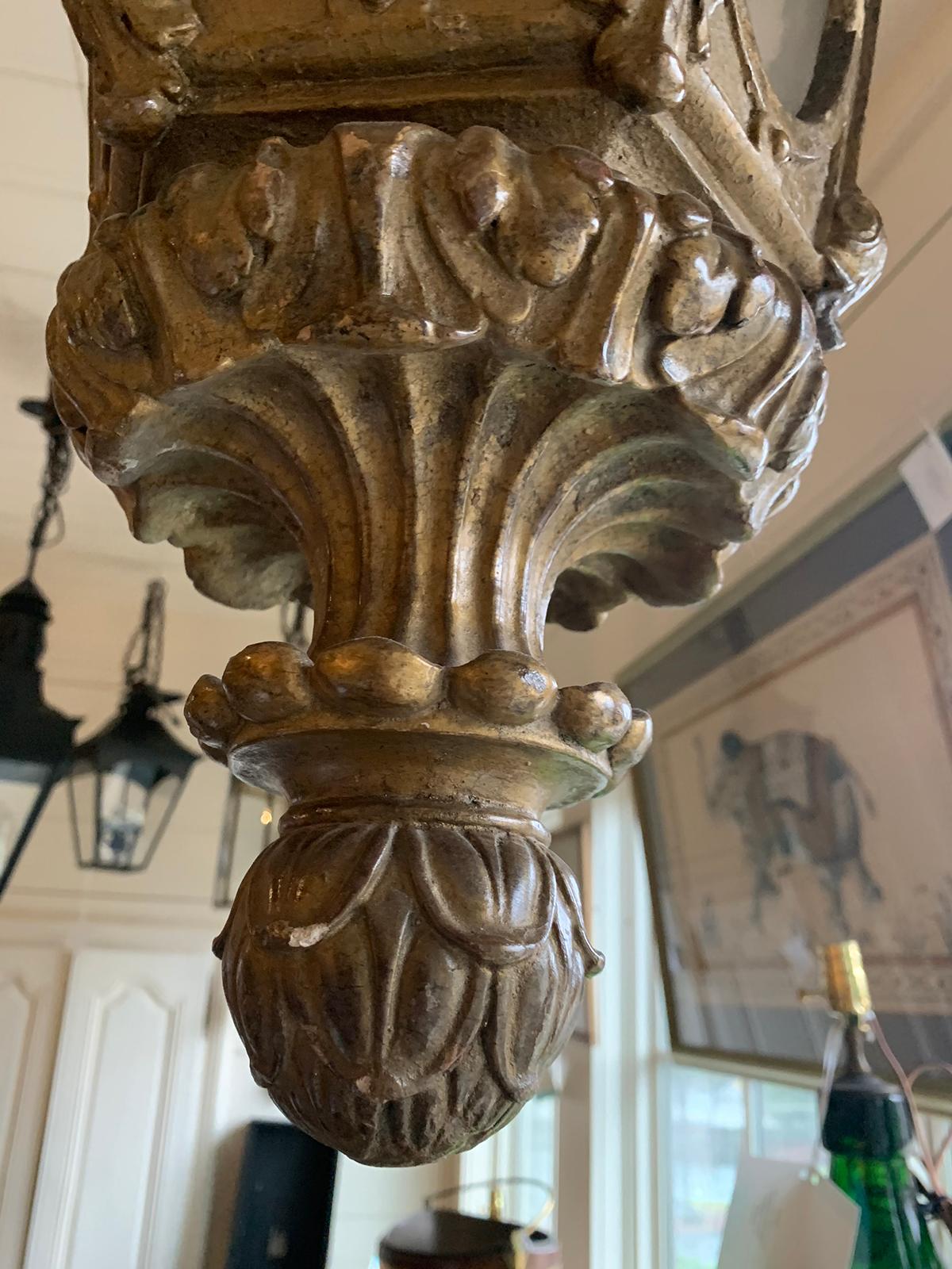 19th-20th Century Italian Carved Giltwood Lantern with Cherubs In Good Condition For Sale In Atlanta, GA