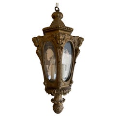 19th-20th Century Italian Carved Giltwood Lantern with Cherubs