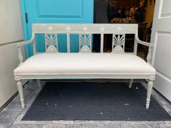 19th-20th Century Italian Directoire Style Carved Settee with Custom Finish