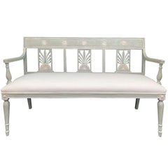 19th-20th Century Italian Directoire Style Carved Settee with Custom Finish
