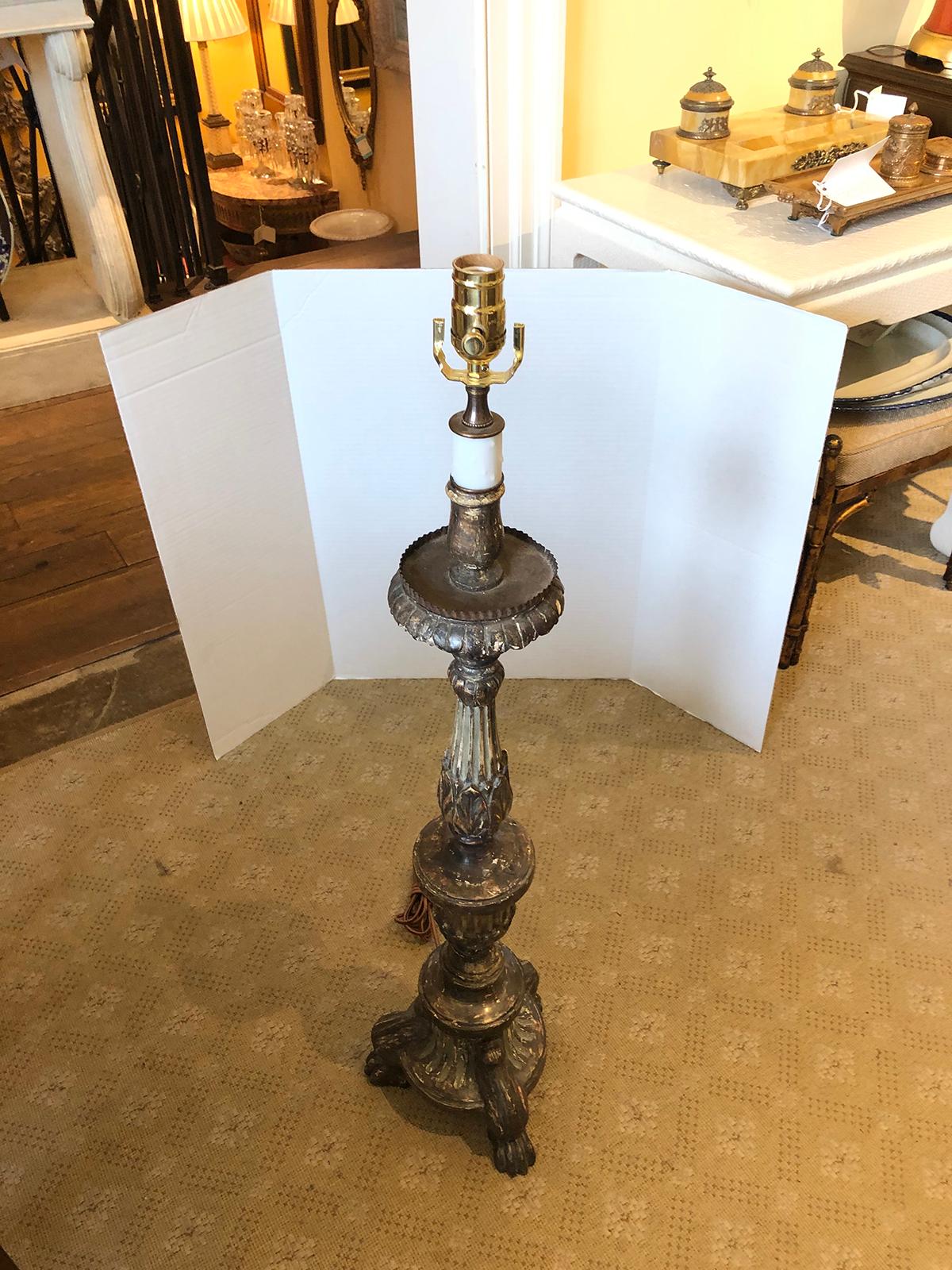 19th-20th Century Italian Polychrome Pricket as Floor Lamp For Sale 1