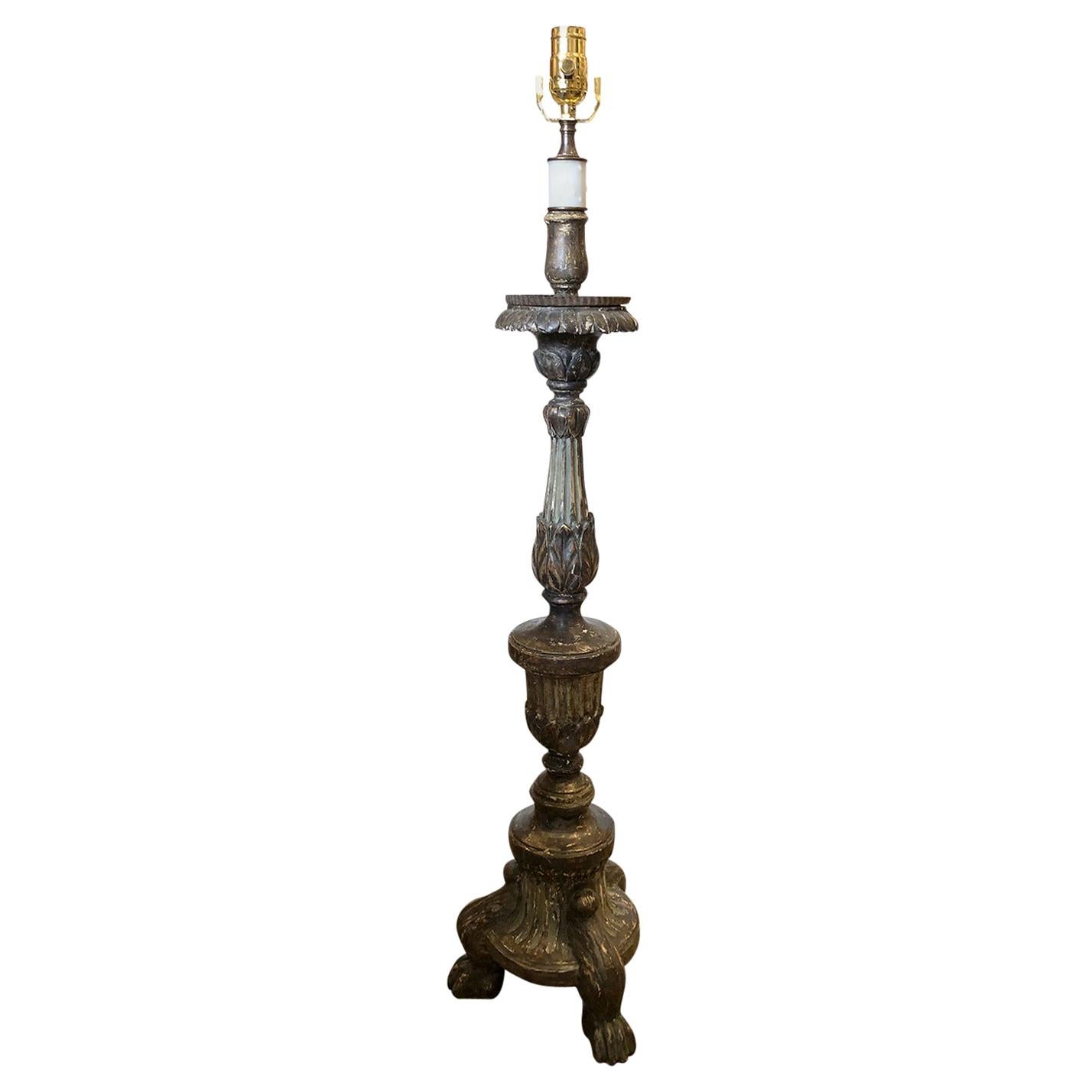 19th-20th Century Italian Polychrome Pricket as Floor Lamp For Sale