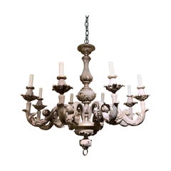 19th-20th Century Italian Silver Gilt and Custom Painted Eight-Arm Chandelier