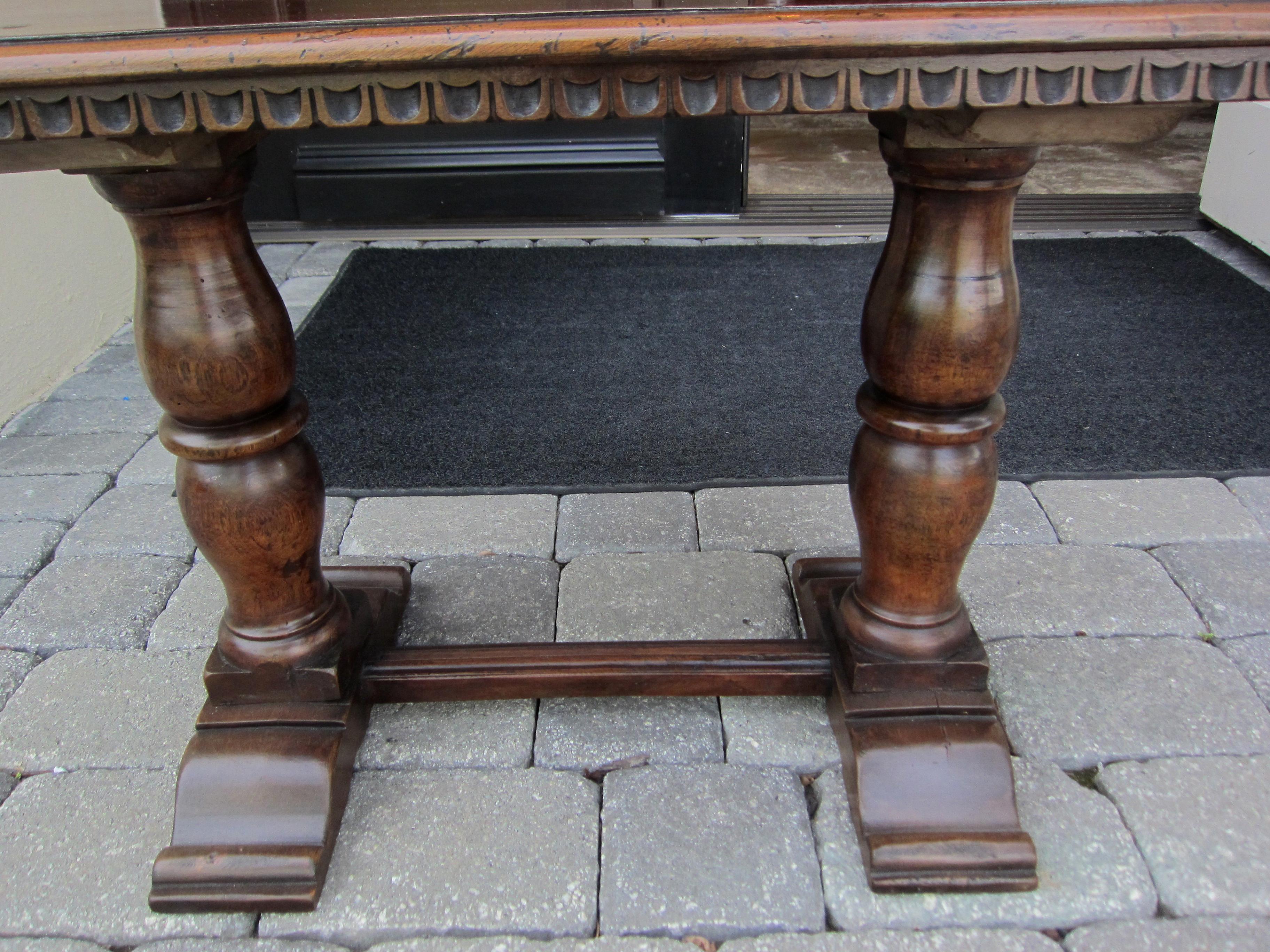 19th-20th century Italian style trestle drinks table composed of early elements.