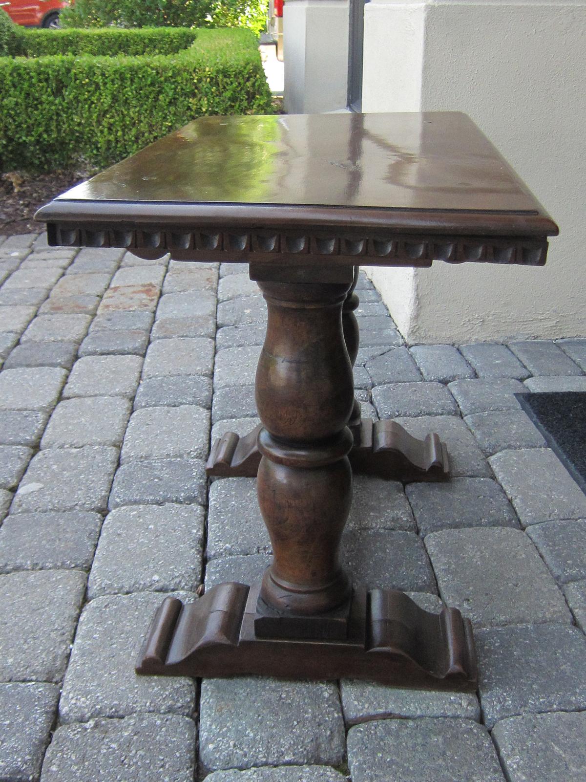 Wood 19th-20th Century Italian Style Trestle Drinks Table Composed of Early Elements