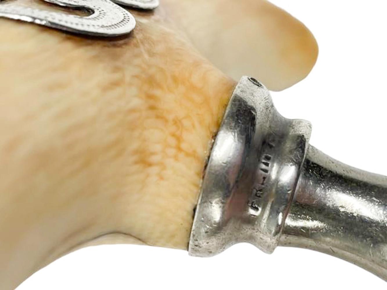 Edwardian 19th/20th Century Ivory Handled Corkscrew with Sterling Siver Overlay