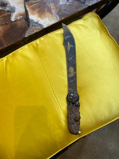 19th-20th Century Japanese Bronze Ceremonial Dagger Knife, Shell & Fish Motif