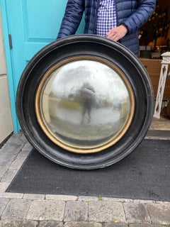 19th-20th Century Jumbo Bullseye Mirror with Butterfly Joints