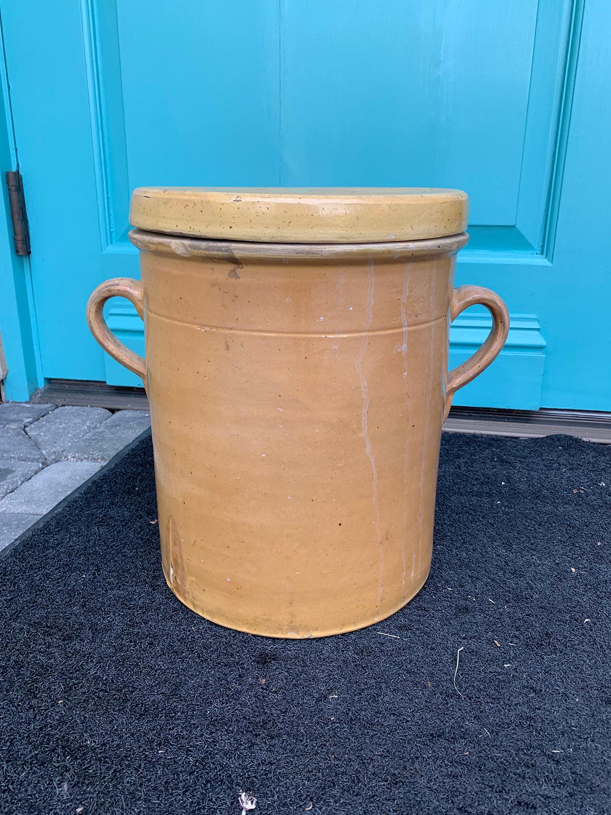 19th-20th century large French crock with Lid.