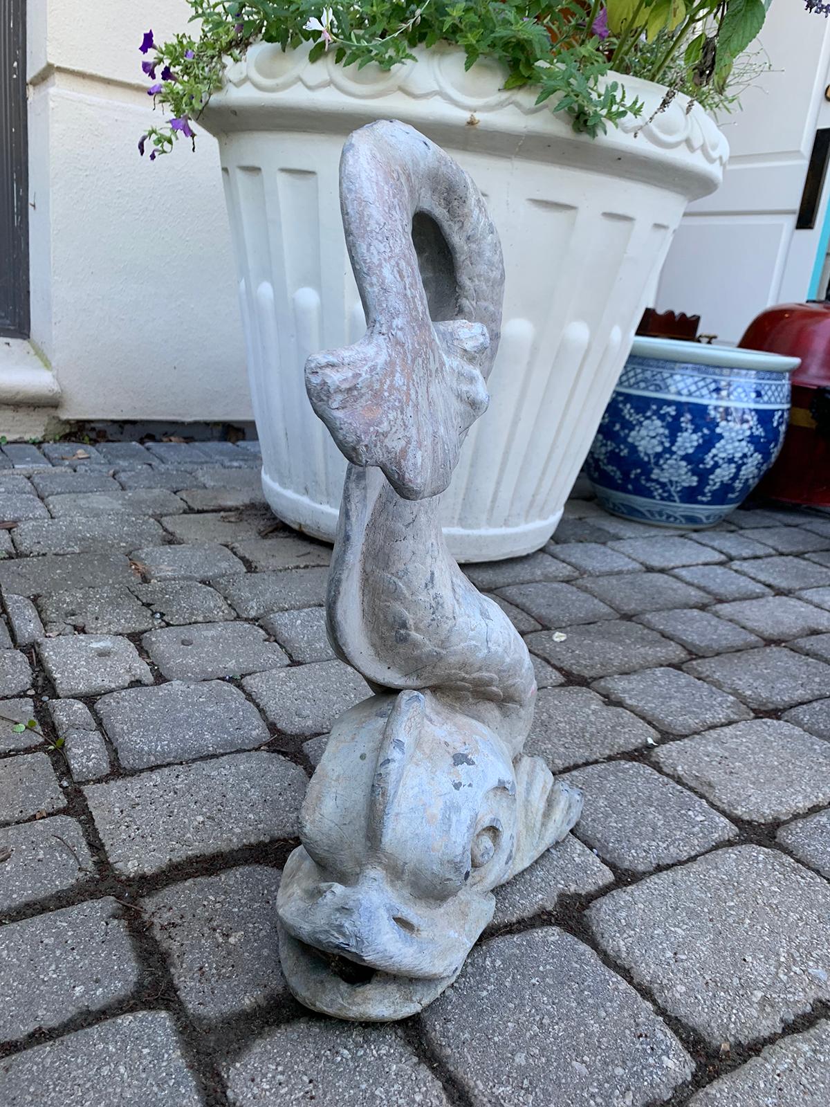 19th-20th Century Lead Dolphin Garden Fountain In Good Condition In Atlanta, GA