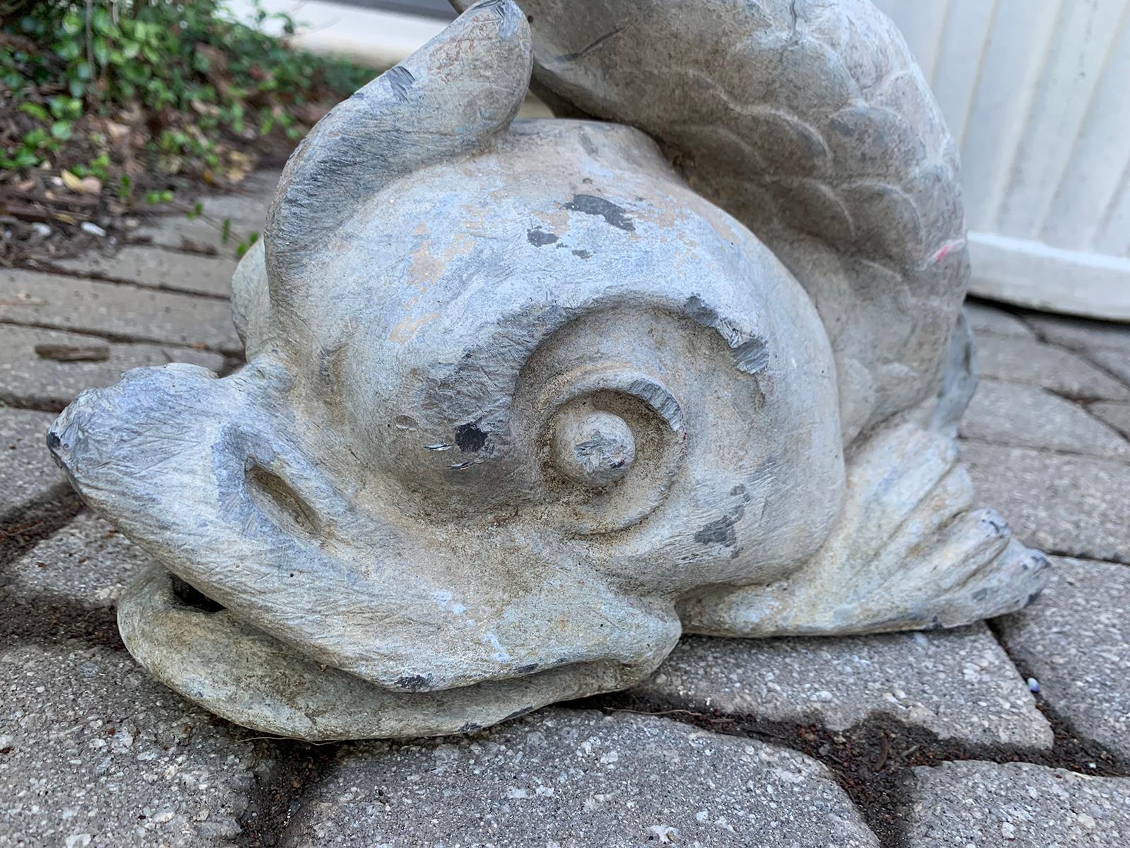 19th-20th Century Lead Dolphin Garden Fountain 2