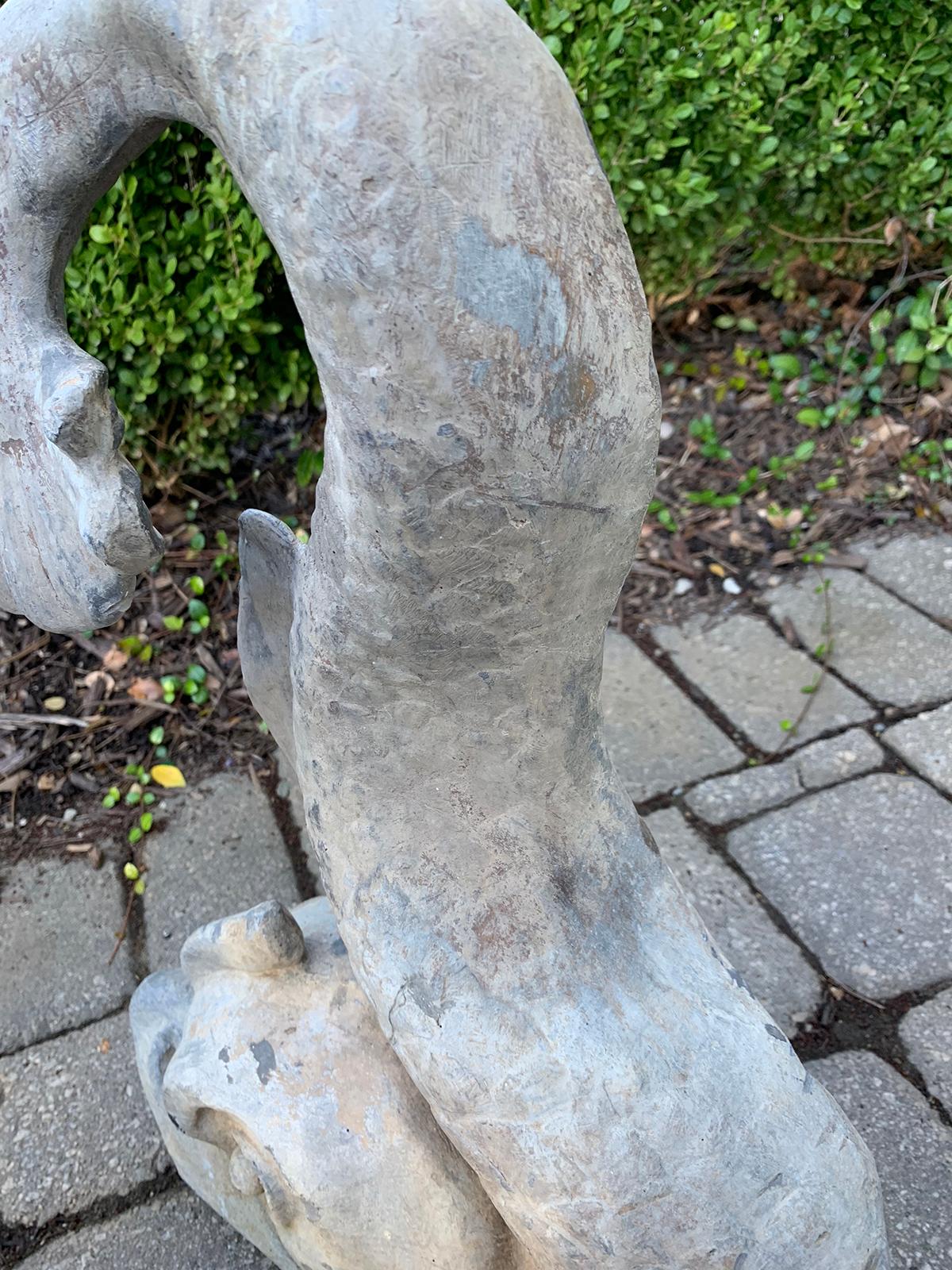 19th-20th Century Lead Dolphin Garden Fountain 4