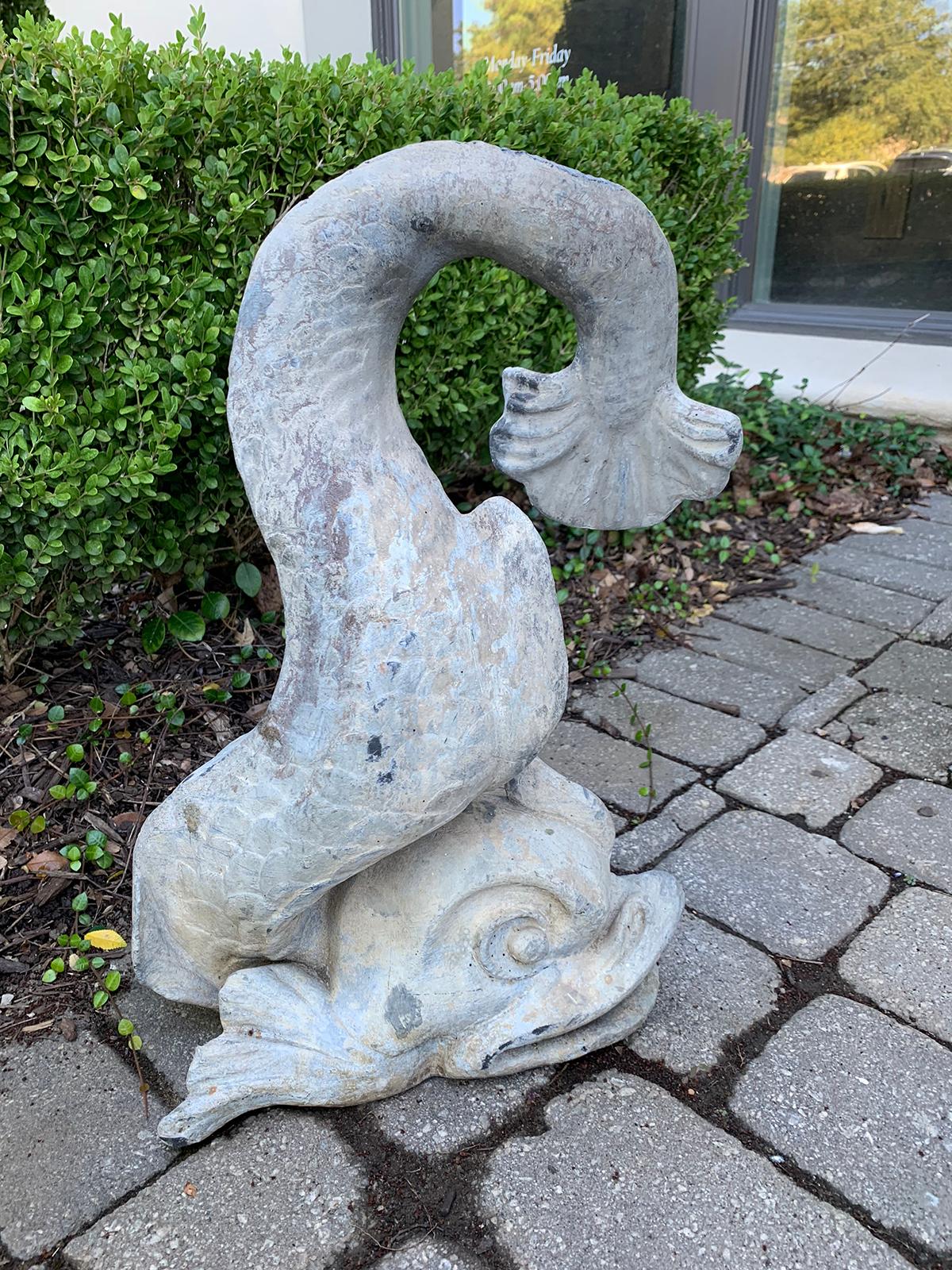 19th-20th Century Lead Dolphin Garden Fountain 5