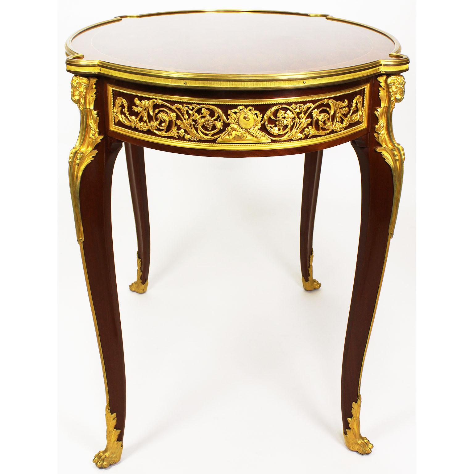 19th-20th Century Louis XV Gilt Bronze-Mounted Table, Francois Linke Attributed For Sale 1