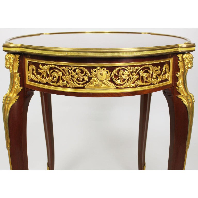 19th-20th Century Louis XV Gilt Bronze-Mounted Table, Francois Linke Attributed For Sale 6
