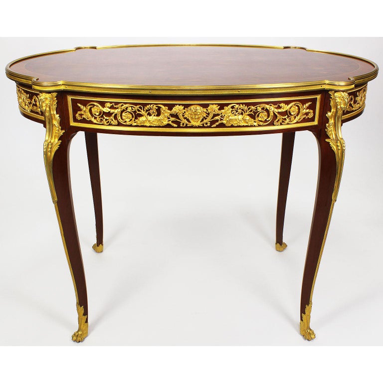 19th-20th Century Louis XV Gilt Bronze-Mounted Table, Francois Linke Attributed For Sale 8