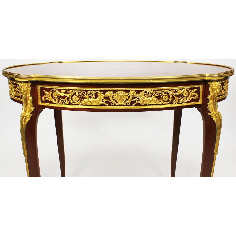 French 19th-20th Century Louis XV Gilt Bronze-Mounted Table, Francois Linke Attributed For Sale