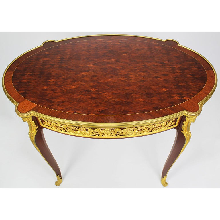 19th-20th Century Louis XV Gilt Bronze-Mounted Table, Francois Linke Attributed For Sale 2