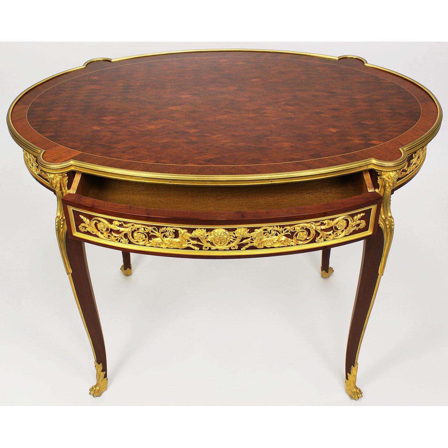19th-20th Century Louis XV Gilt Bronze-Mounted Table, Francois Linke Attributed For Sale 1