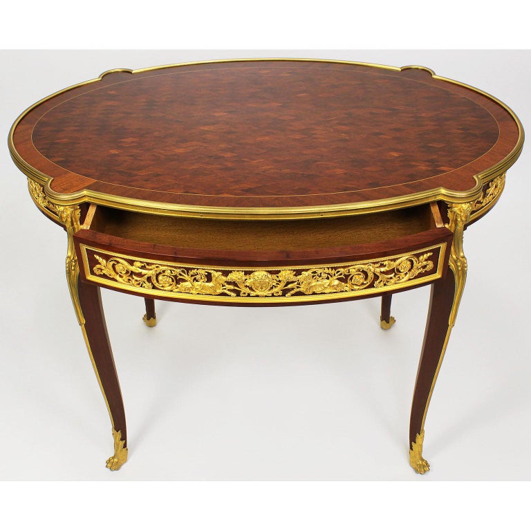 19th-20th Century Louis XV Gilt Bronze-Mounted Table, Francois Linke Attributed For Sale 3
