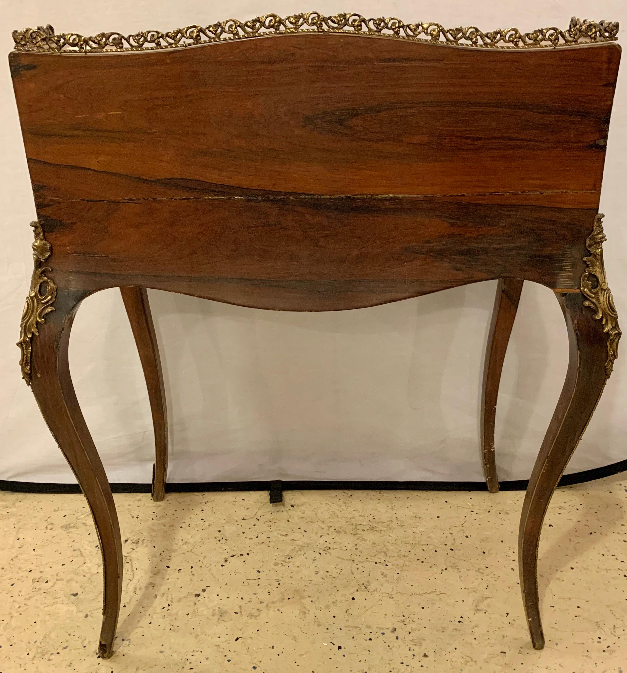 19th-20th Century Louis XV Style Bombe French Marquetry Inlaid Desk 8