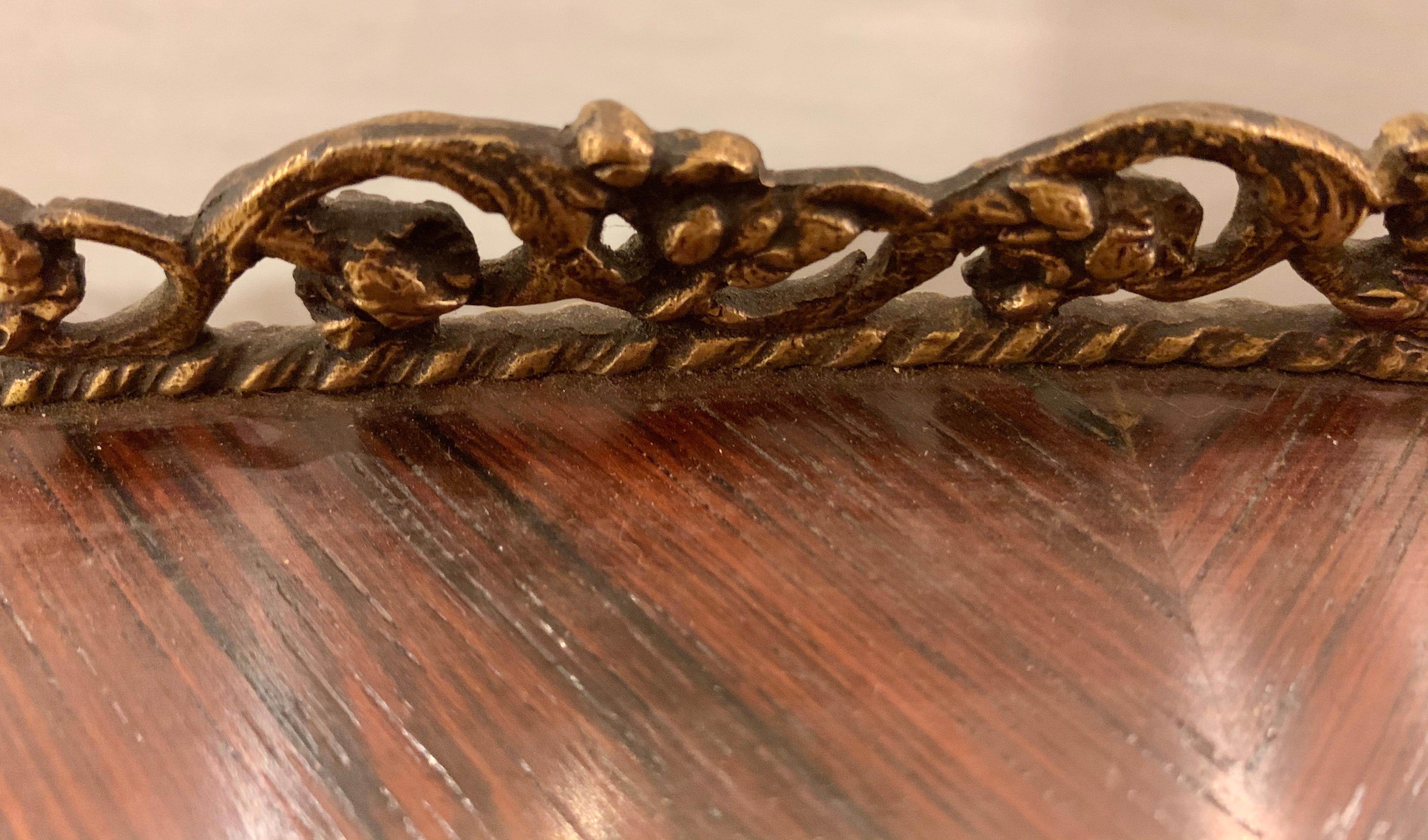 19th-20th Century Louis XV Style Bombe French Marquetry Inlaid Desk 1