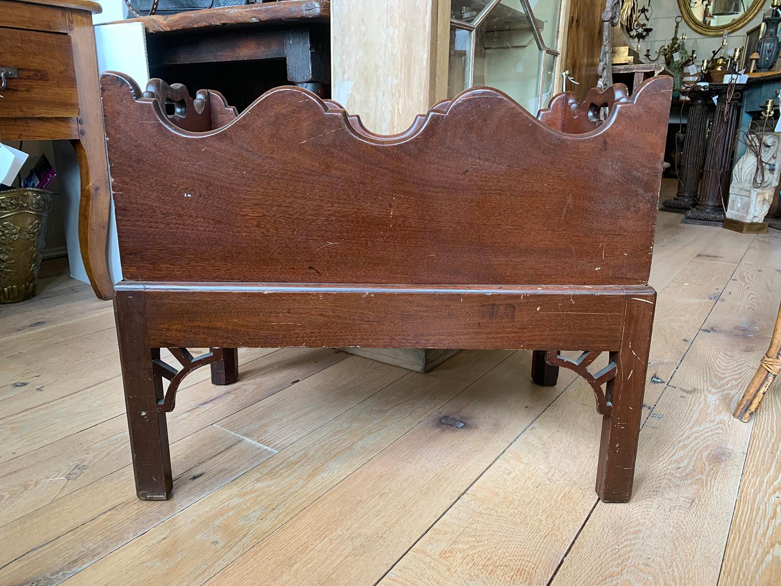 19th-20th century mahogany Cellarette or bottle carrier on stand.