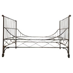 Antique 19th-20th Century Maison Jansen Style Polished Steel Daybed / Bed