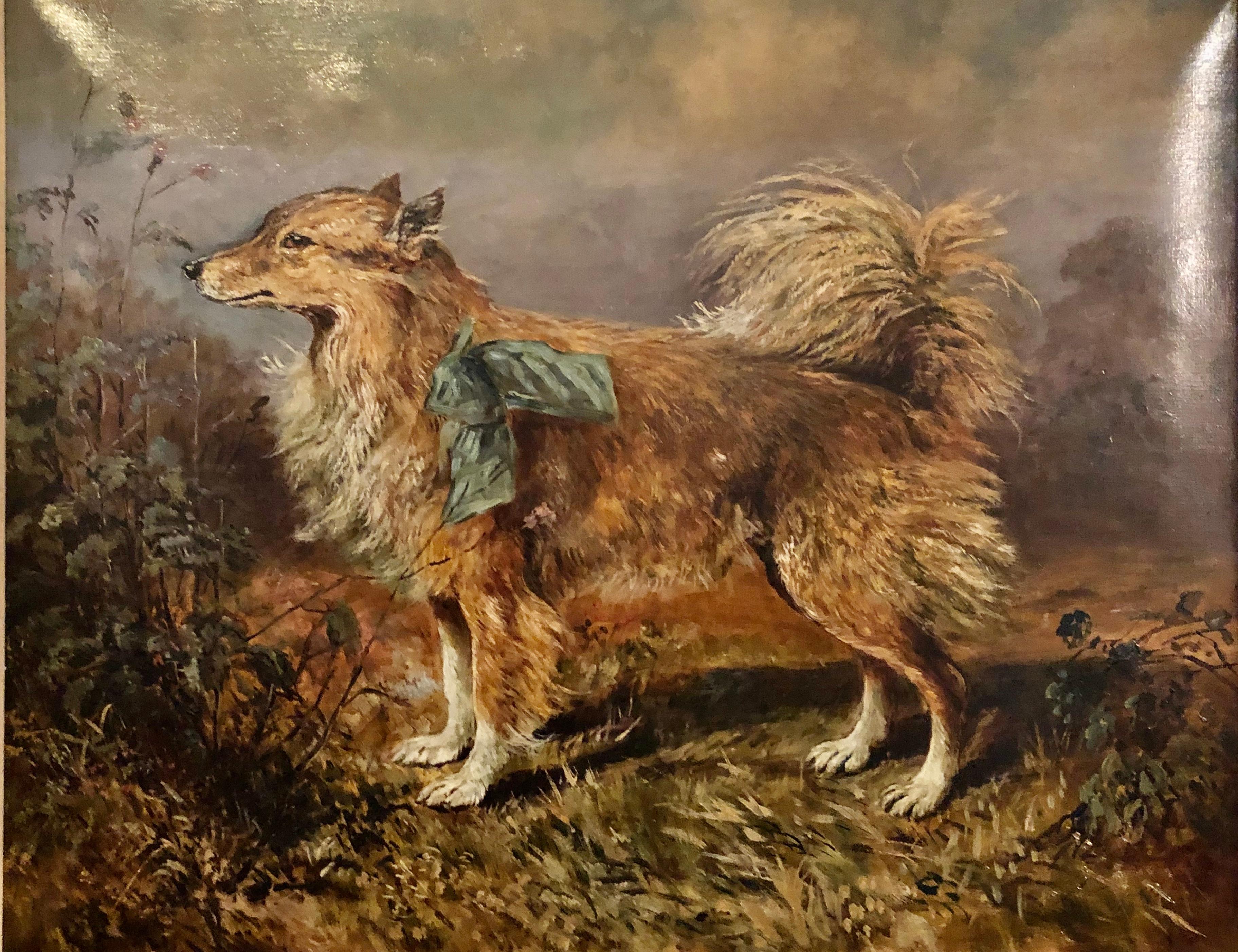 American Classical 19th-20th Century Oil on Canvas of a Dog in a Landscape by Raymond Dearn