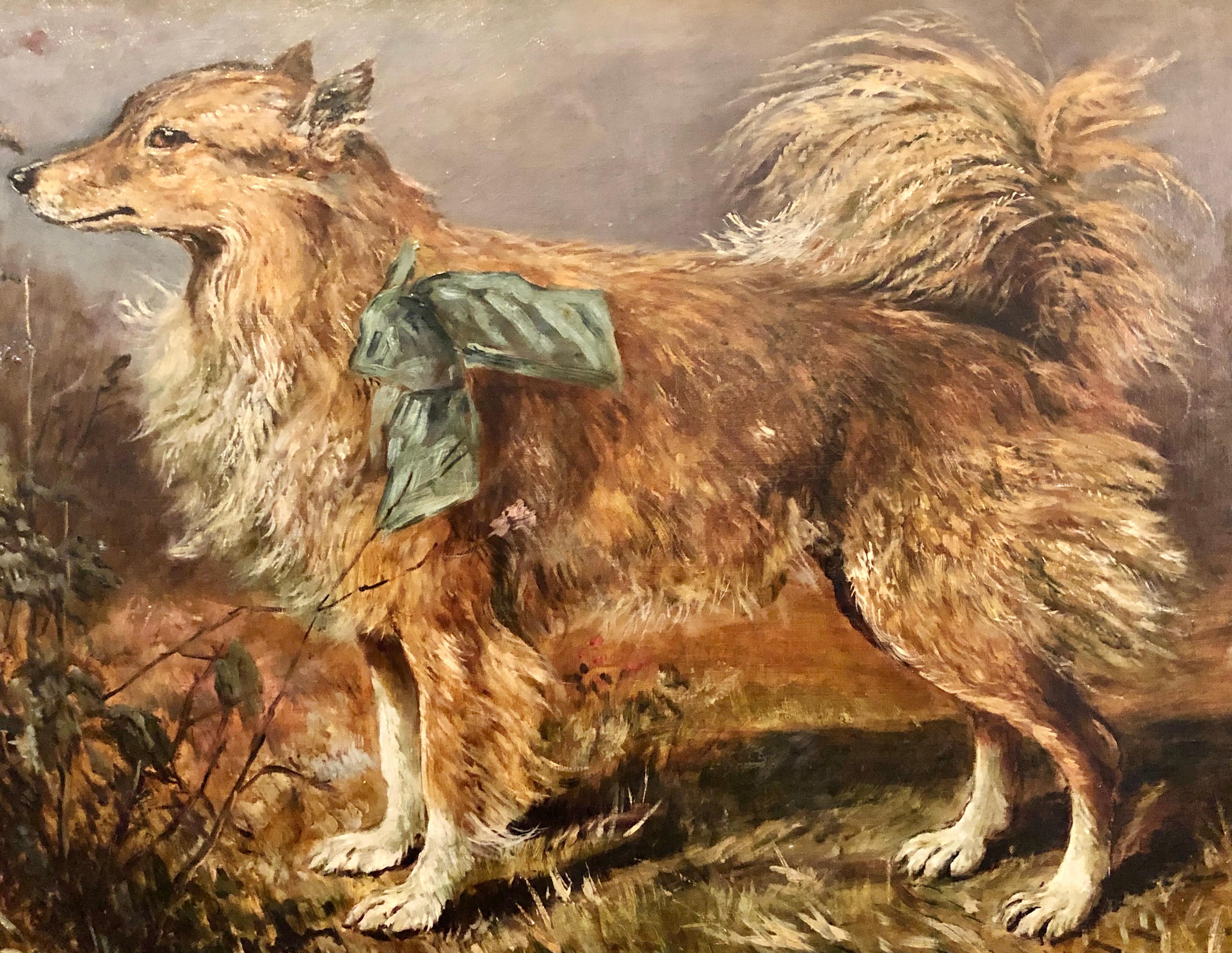 19th-20th Century Oil on Canvas of a Dog in a Landscape by Raymond Dearn In Good Condition In Stamford, CT