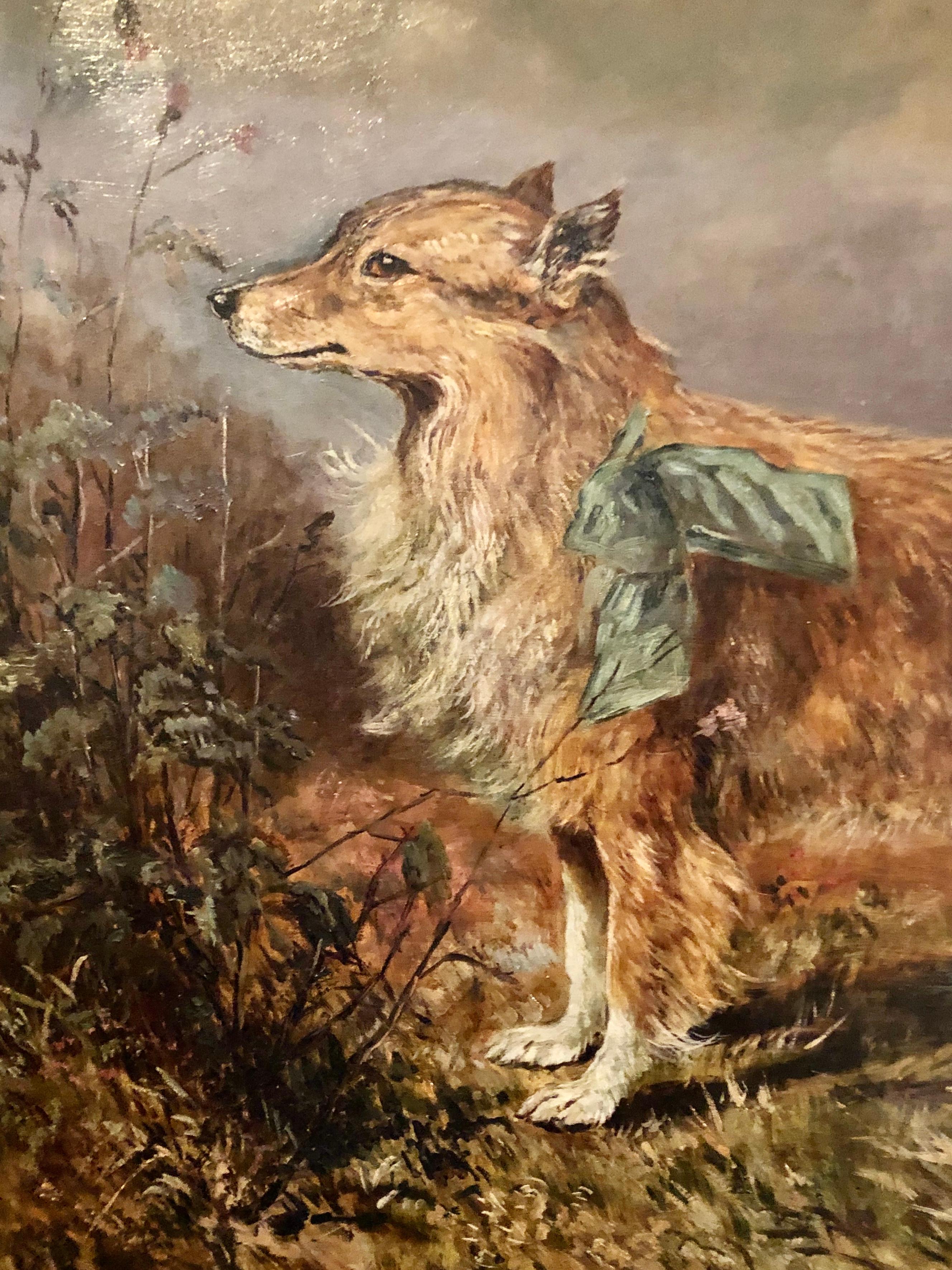 Early 20th Century 19th-20th Century Oil on Canvas of a Dog in a Landscape by Raymond Dearn