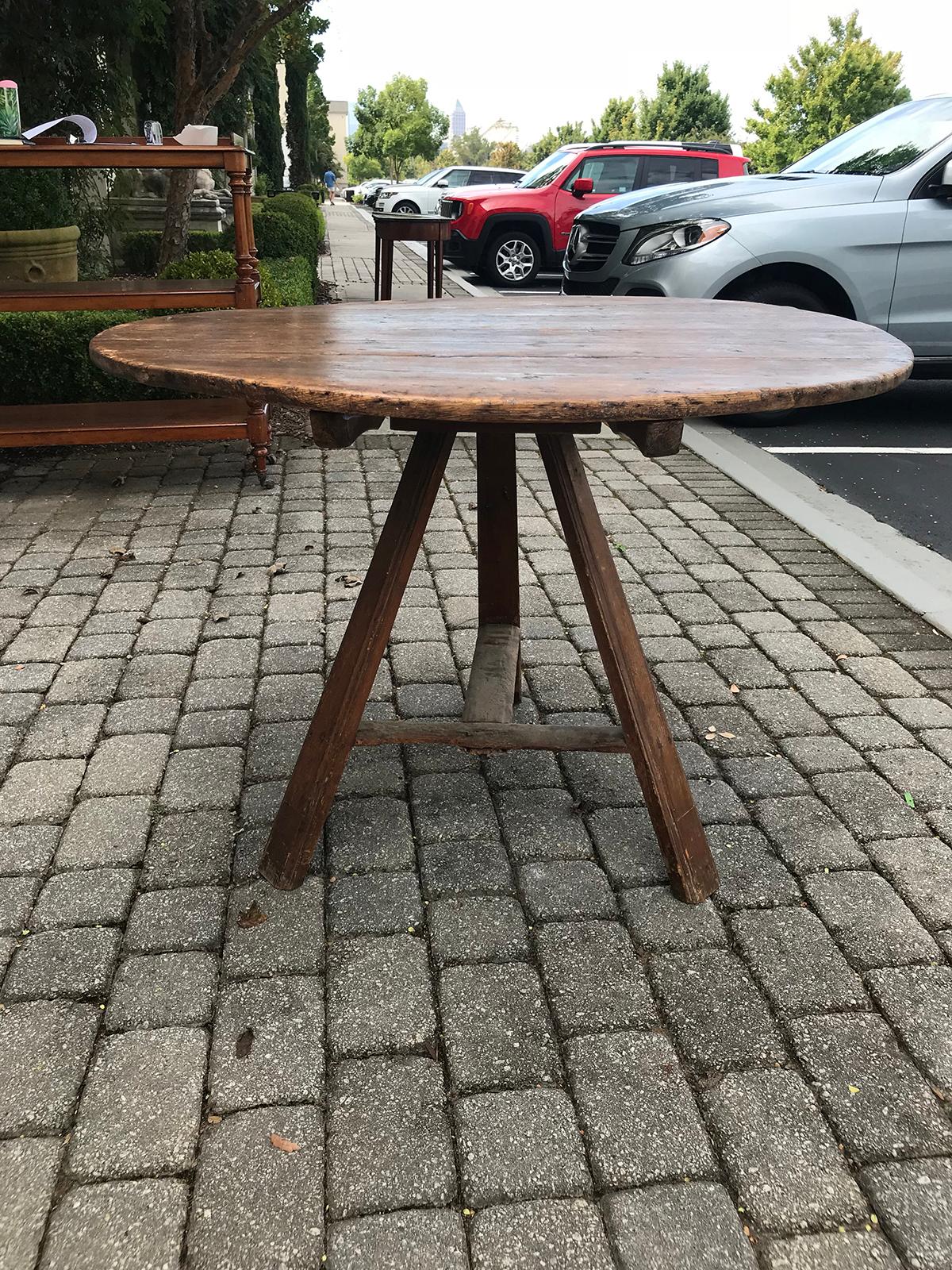 Wood 19th-20th Century Old Round Tilt-Top Work Table