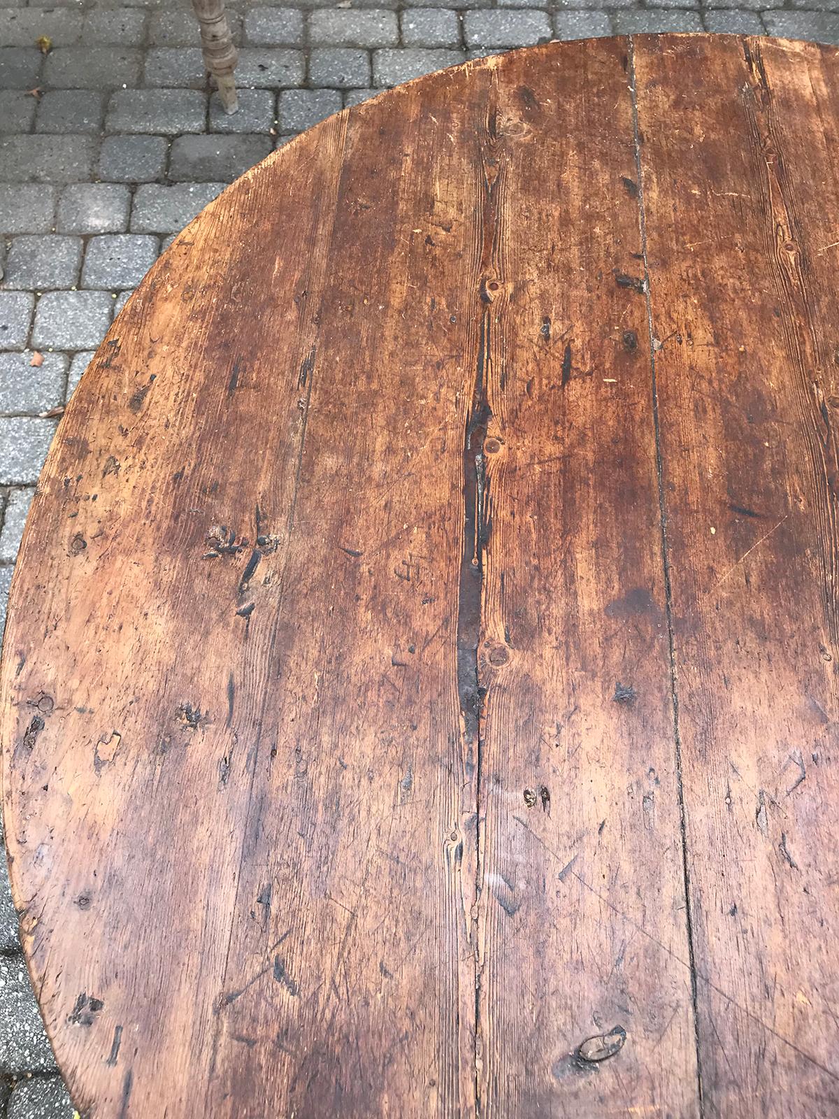 19th-20th Century Old Round Tilt-Top Work Table 4