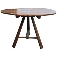 19th-20th Century Old Round Tilt-Top Work Table