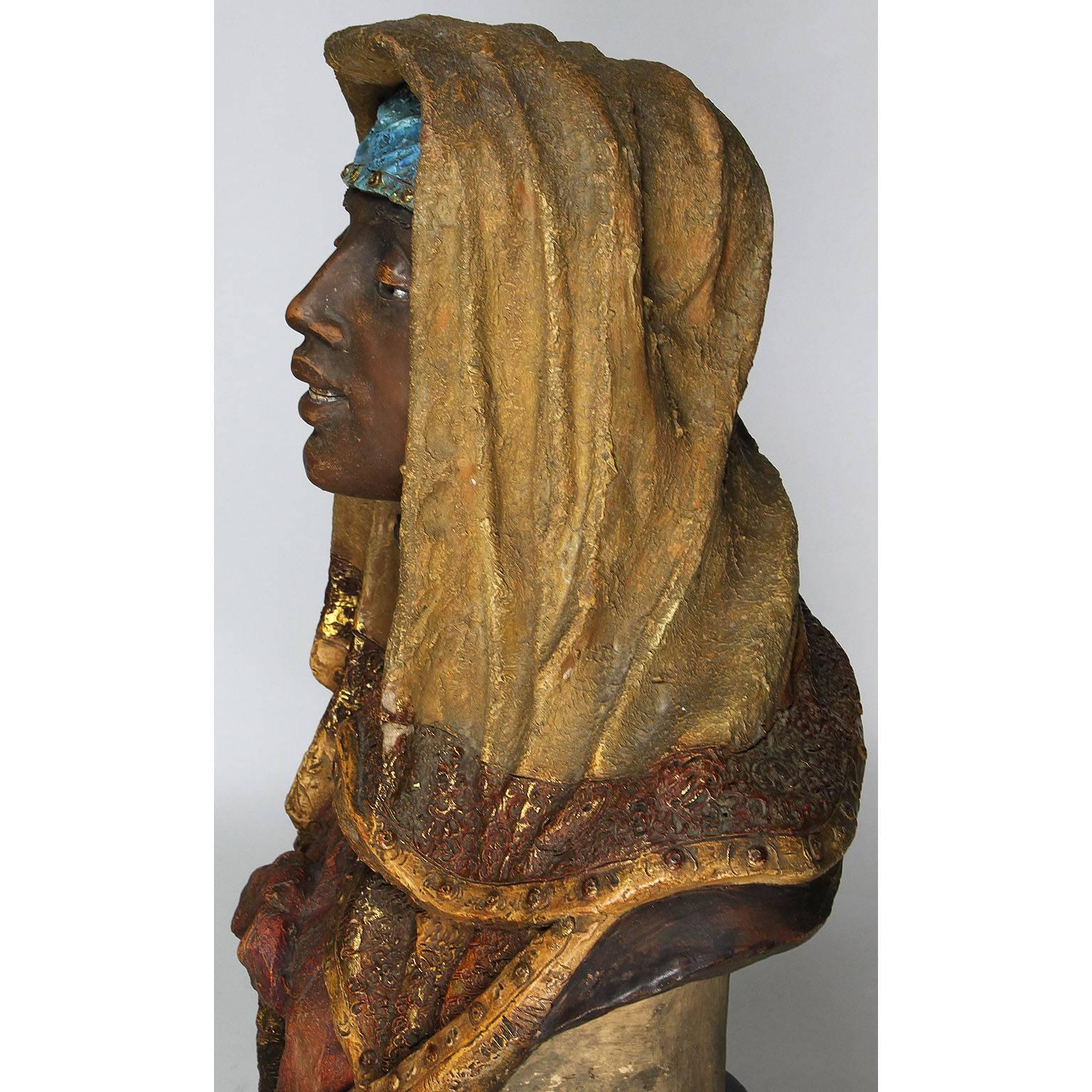 19th-20th Century Orientalist Terracotta Bust of Girl Attributed to Goldscheider For Sale 1