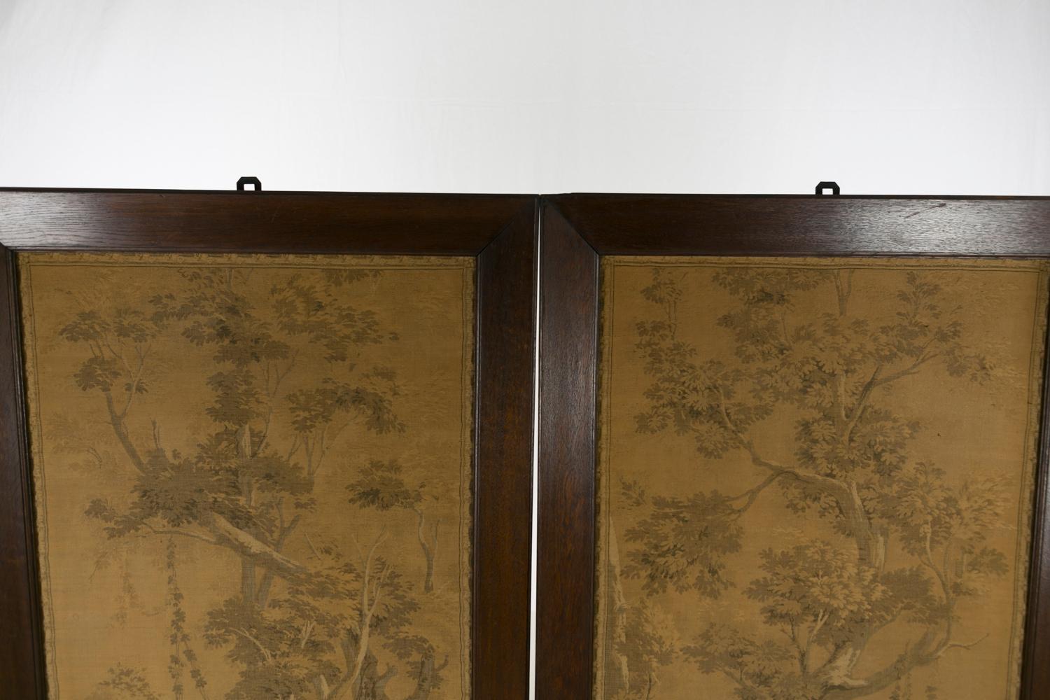 19th-20th Century Pair of Framed Wall Tapestry, Gobelins, in Solid Oak Frame For Sale 1