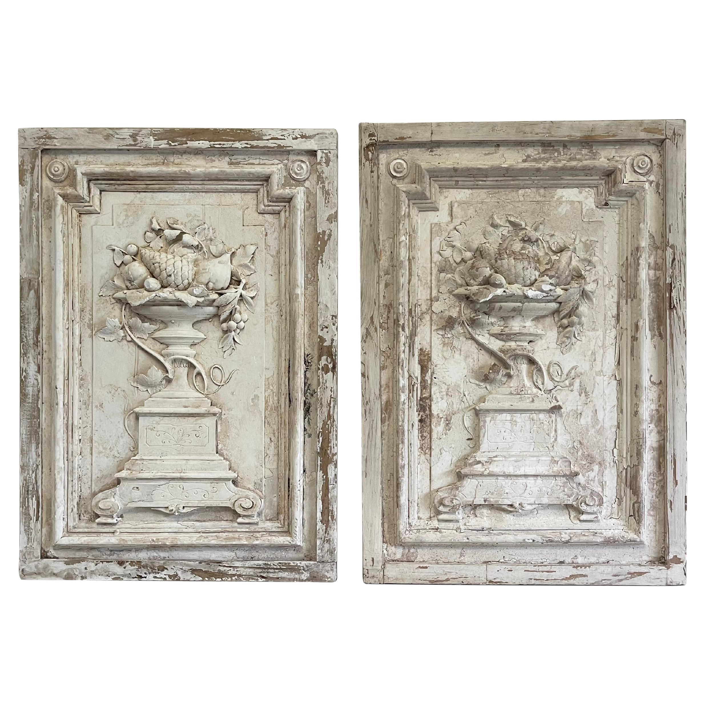19th/20th Century Pair of French Stucco Sopraportes